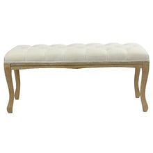 Johanna Button Tufted Rubberwood Ottoman Bench